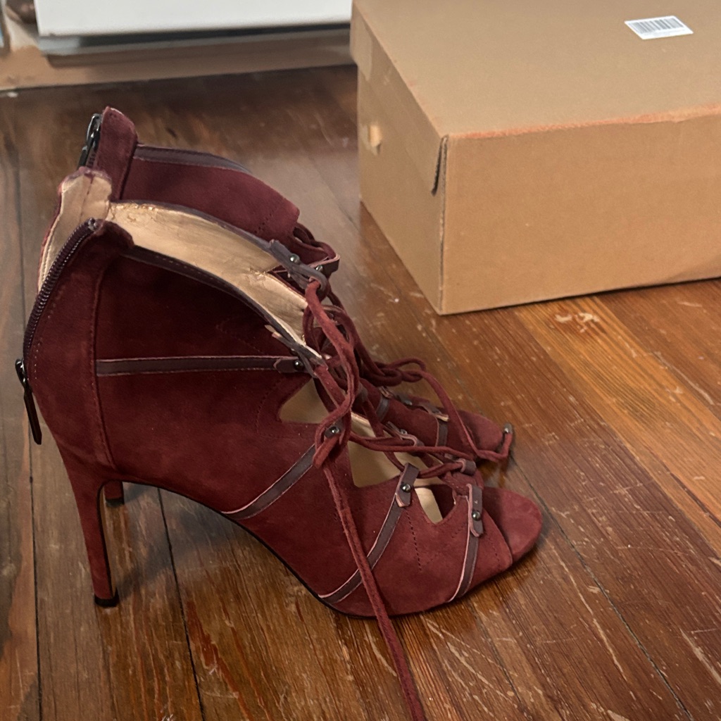 Karl Lagerfeld Burgundy Lace-Up Heels